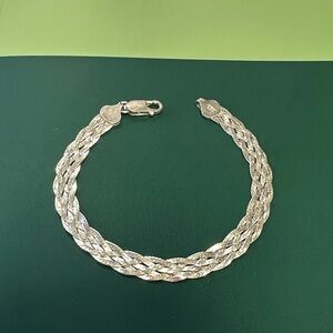 Elegant  Sterling Silver Braided Bracelet Made in Italy .925